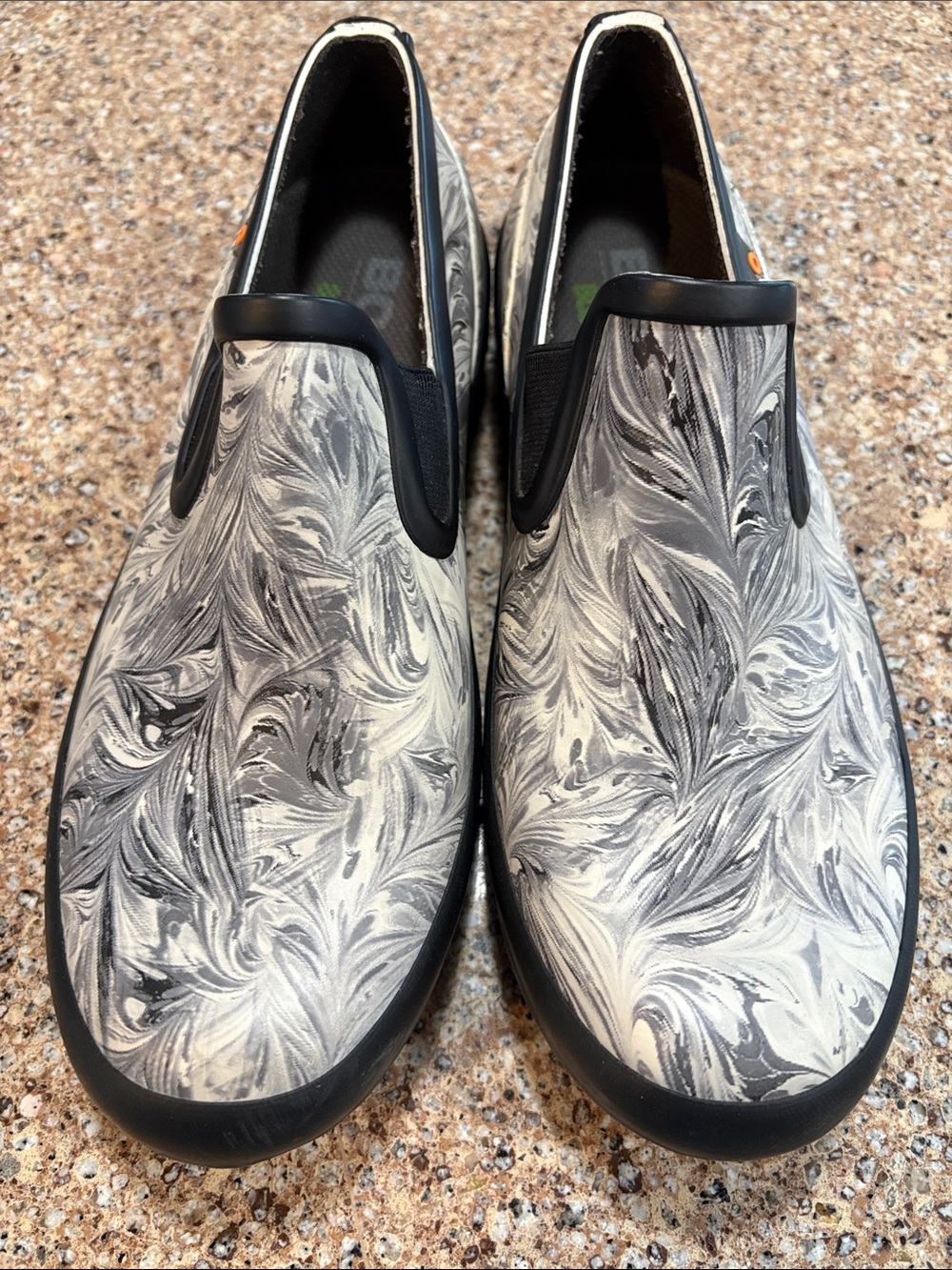BOGS Women’s Sz 8 Waterproof Slip On Shoes Gray Marbled Garden Rain